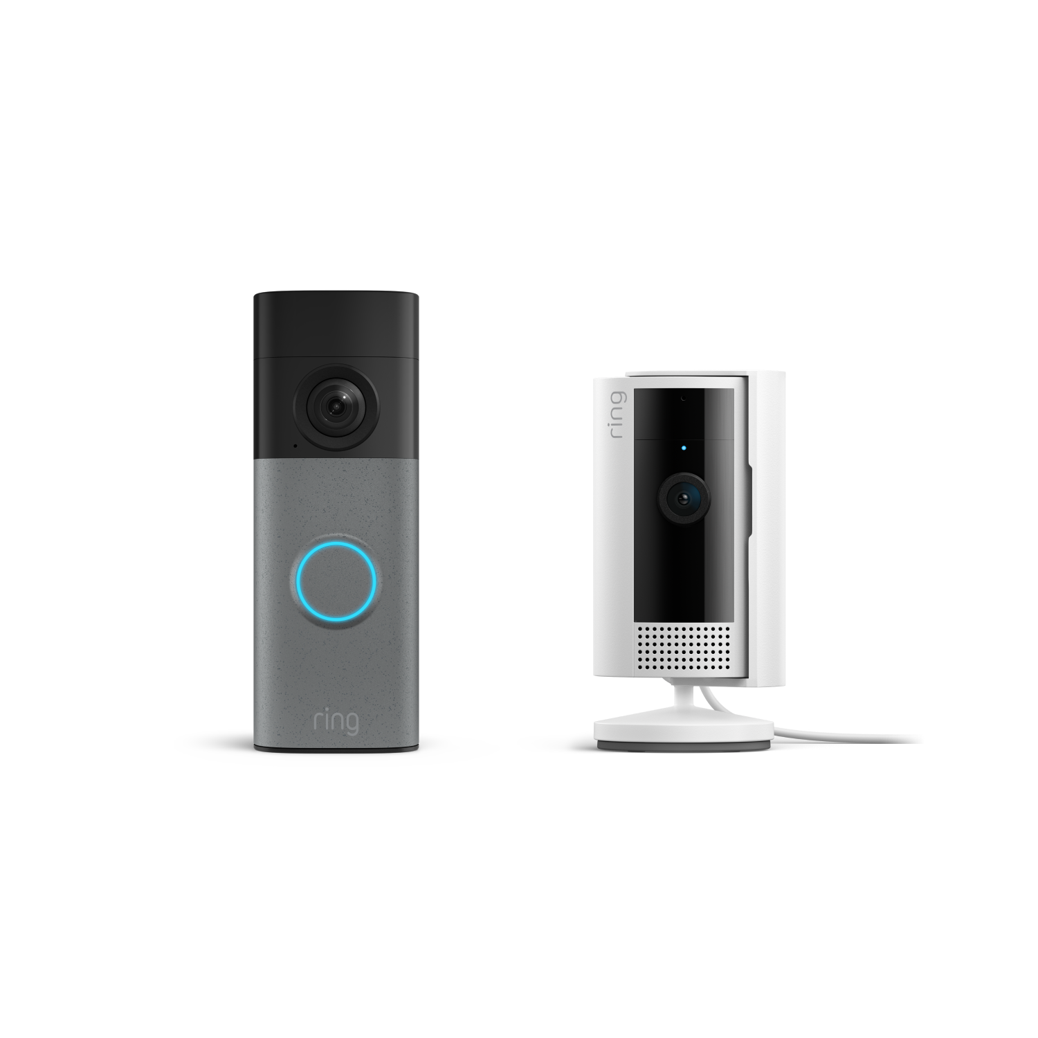 Gris moteado:Battery Video Doorbell (última gen.) + Indoor Camera (2.ª gen.)