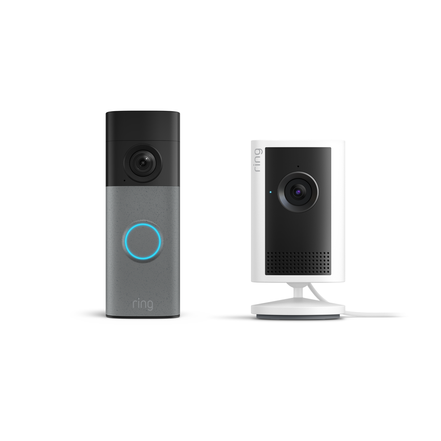 Gris moteado:Battery Video Doorbell (última generación) + Indoor Camera Plus (Blanco)