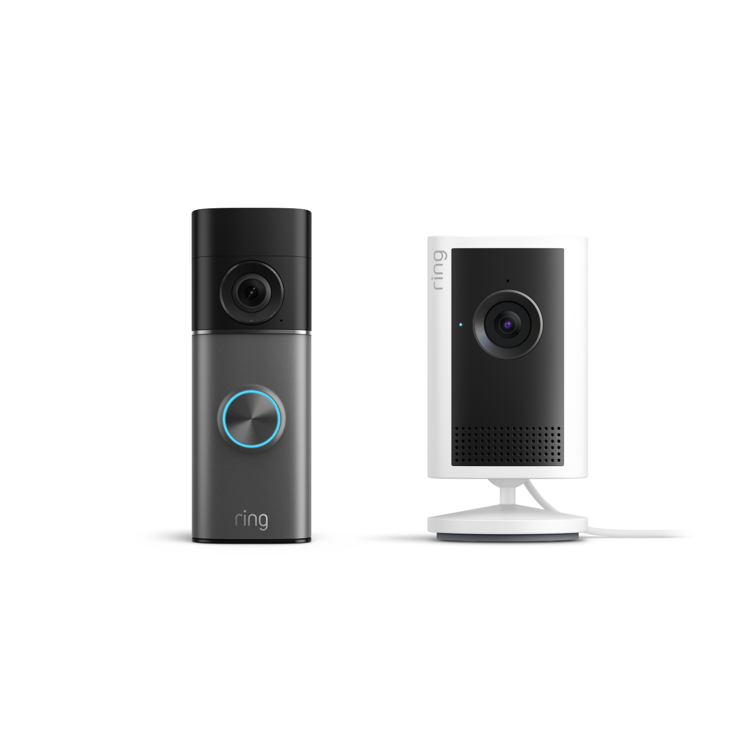 Plateado oscuro:Battery Video Doorbell Pro (última gen.) + Blanco:Indoor Camera Plus