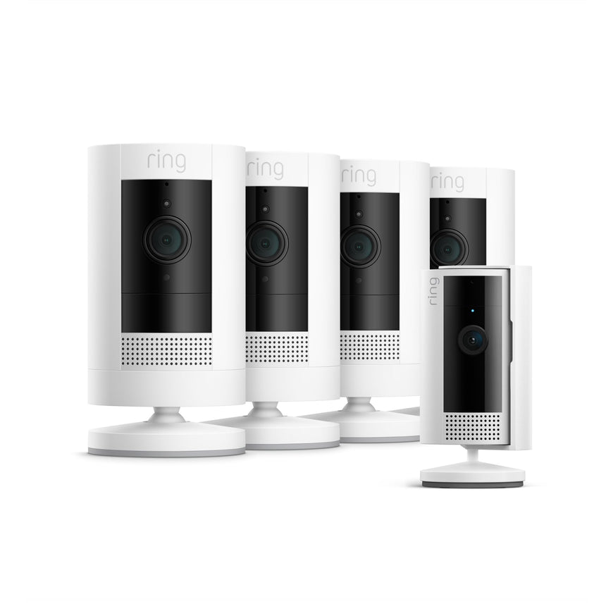 4-Pack Cámara exterior con batería + Indoor Camera (2.ª gen.) (Stick Up Cam + Indoor Camera)