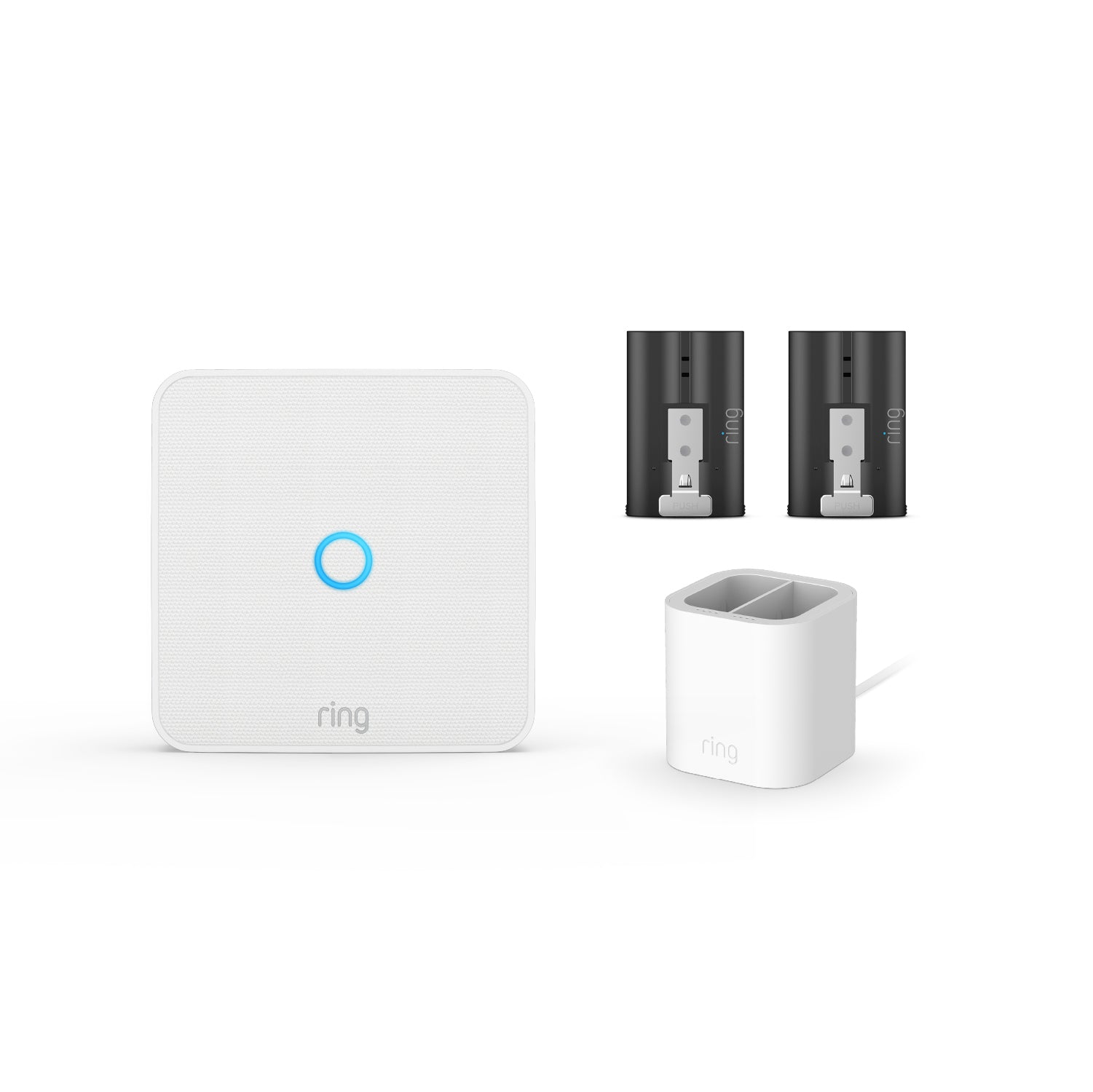 Blanco:Ring Intercom Video + Batería recargable + Estación de carga