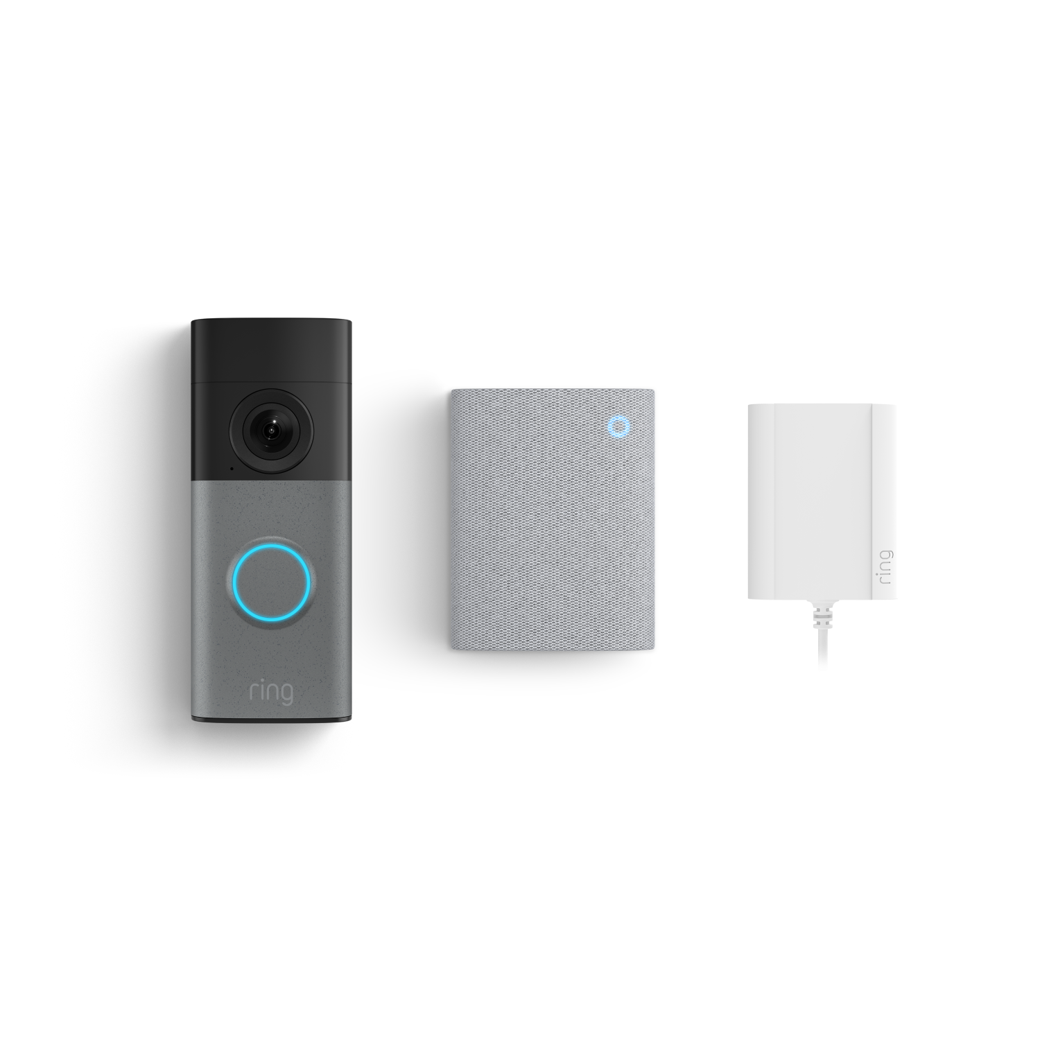 Gris moteado:Wired Video Doorbell (2.ª gen.) con adaptador de enchufe + Chime (3.ª gen.)