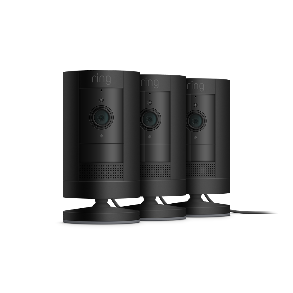 Negro:3-Pack Stick Up Cam Plug-In