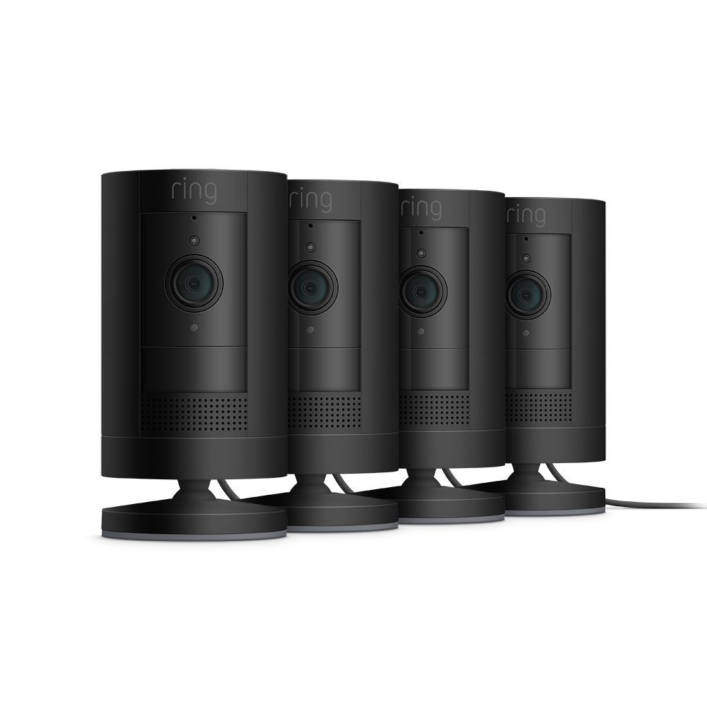 Negro:4-Pack Stick Up Cam Plug-In