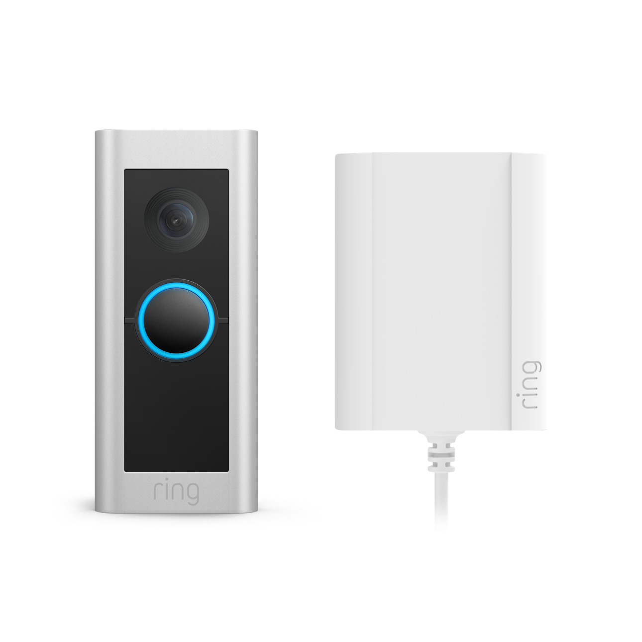 Níquel satinado:Videotimbre cableado Pro con enchufe (Anteriormente Video Doorbell Pro 2 con adaptador de enchufe)