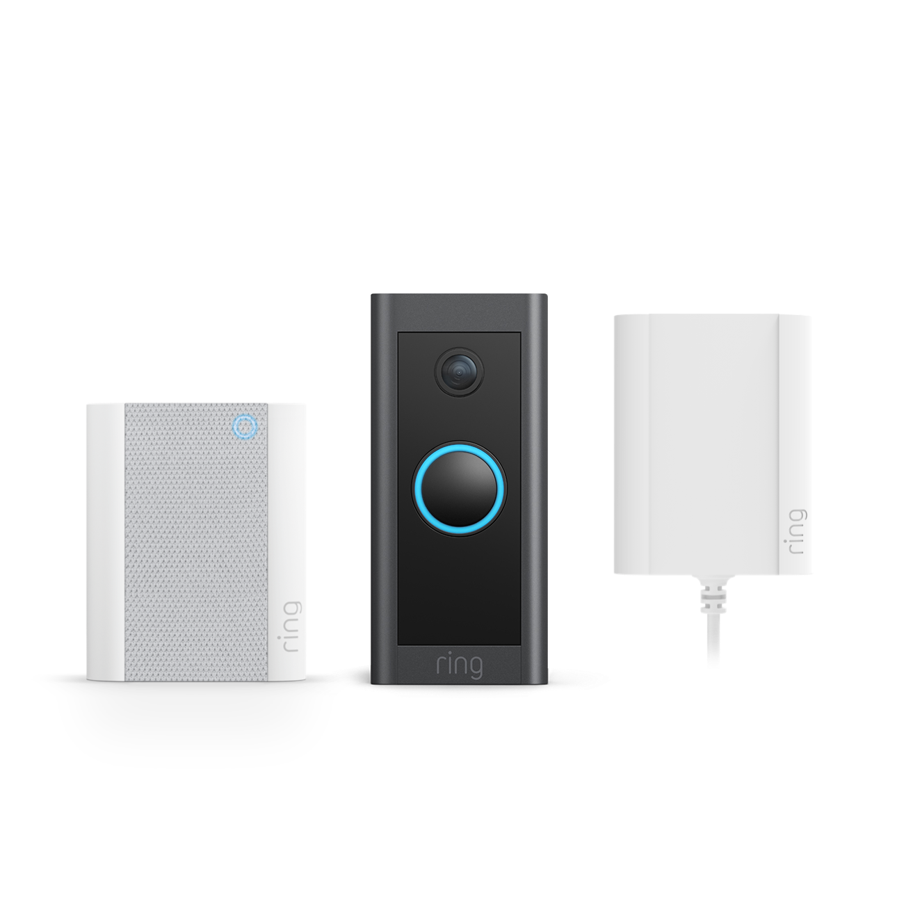Negro:Video Doorbell Wired con adaptador de enchufe y Chime