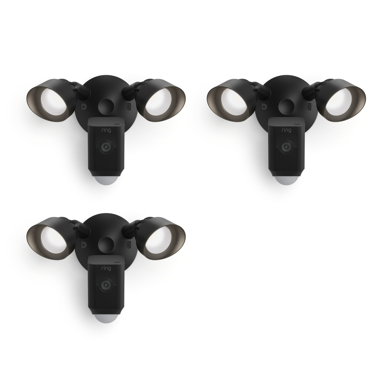Negro:3-Pack Floodlight Cam Wired Plus