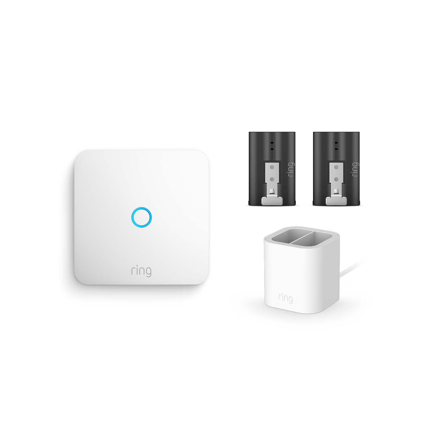 Blanco:Ring Intercom + Batería recargable + Estación de carga