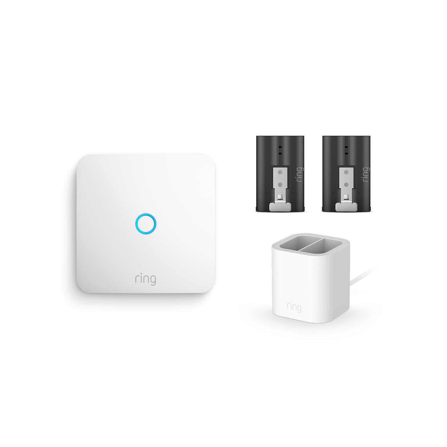 Blanco:Ring Intercom + Batería recargable + Estación de carga