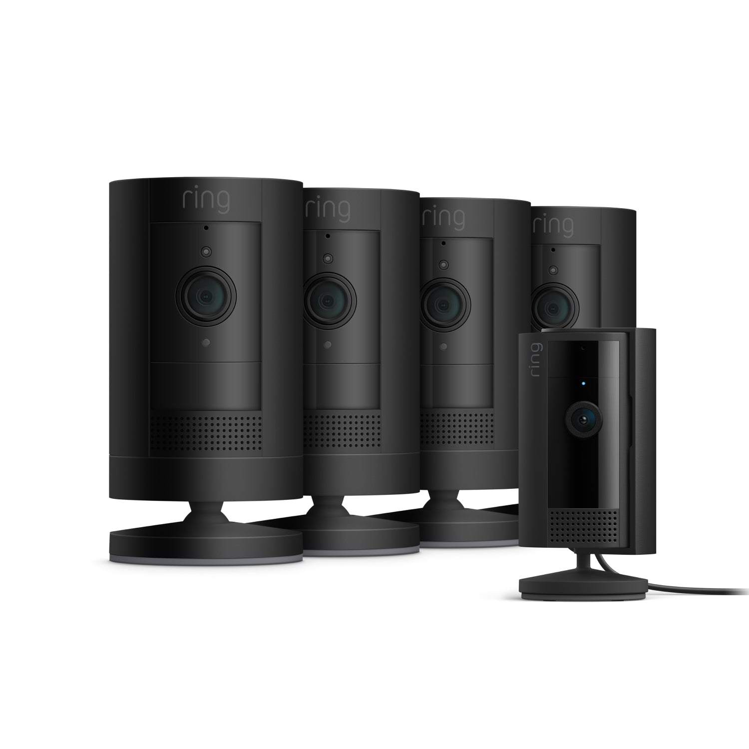 Negro:4-Pack Cámara exterior con batería + Indoor Camera (2.ª gen.) (Stick Up Cam + Indoor Camera)