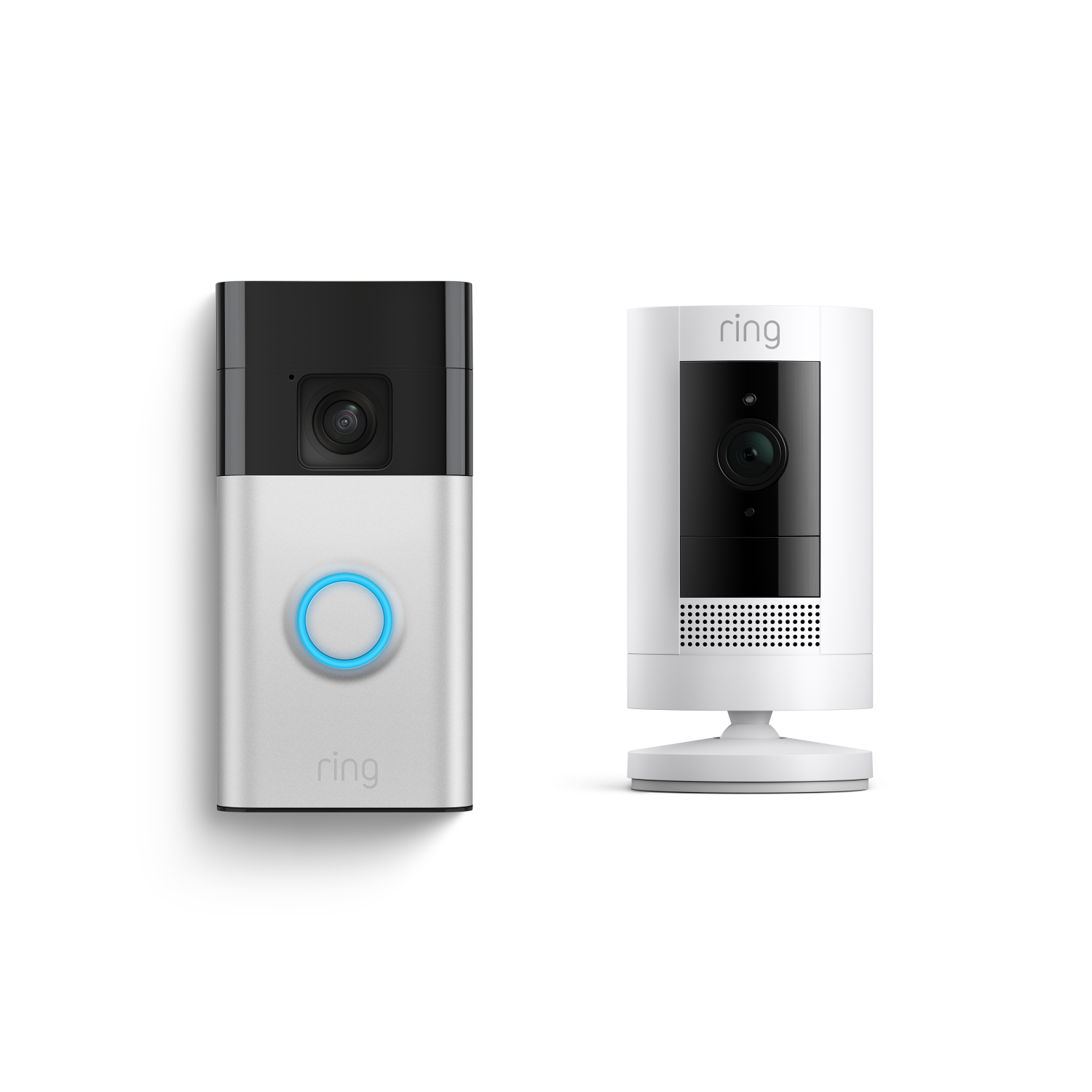 Níquel satinado:Videotimbre con batería + Cámara exterior con batería) (Battery Video Doorbell + Stick Up Cam)