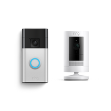Níquel satinado:Videotimbre con batería + Cámara exterior con batería) (Battery Video Doorbell + Stick Up Cam)